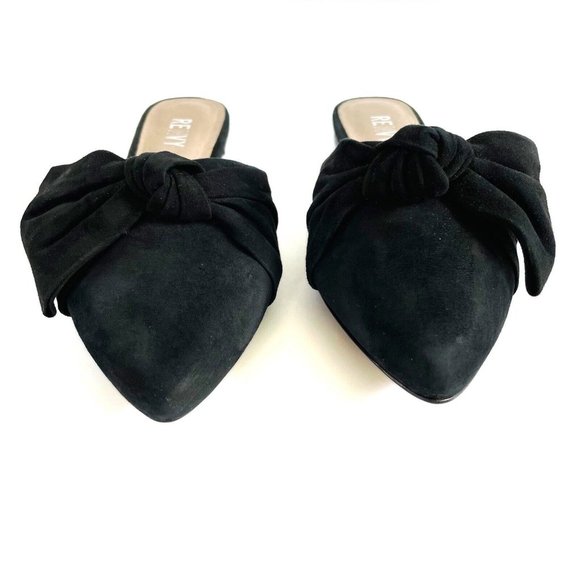 Renvy Amore Black Suede Mules Women's 6.5 Leather Slip On Flats Modern Casual - Picture 7 of 16